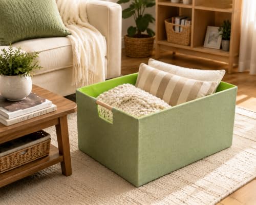 Image of Storage Bin for Shelves Rectangle Closet Baskets Foldable Box with Handles, Gray Storage Bins, Storage Boxes for Home Office Car Dormroom
