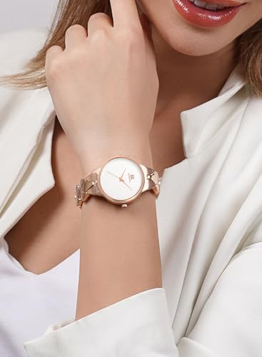 Image of IIK COLLECTION Watch for Women Round Dial |Analogue Quartz Movemnet Ladies Watch|Long Battery Life|Stainless Steel Adjustable Bracelet Chain Strap|Fancy Clasp Safety Watch for Woman