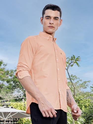 Image of Thomas Scott Men's Cricket Club Collection Classic Regular Fit Twill Shirt | 100% Cotton Long Sleeve Solid Shirt with Button Down Collar (Available in Plus Size)