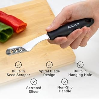 Zulay Kitchen Jalapeno Corer & Seed Remover – 430 Stainless Steel Pepper Coring Tool with Serrated Blade for Effortless Deseeding – Chili, Bell Pepper and Jalapeno Core Remover for Cooking & Grilling