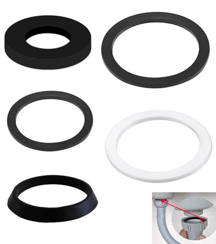 T TAKONE Ensemble de joint pour siphon de lavabo, joint de siphon de 1 1/2 pouce pour tuyau d’évacuation de cuisine de 40 mm, comprend 2x joints en coin, 3x...