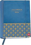 Ideenreich 2024: Wochenkalender mit 12 veredelten Postkarten Terminplaner für die Handtasche Mit Leseband, Spiralbindung, Gummiband zum Verschließen und Einstecktasche für Notizen und Co.