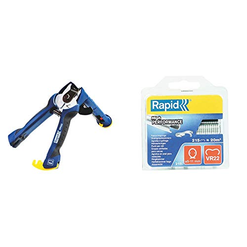 RAPID, 23468100, Pince à Grillage, avec Chargeur rapide, FP222 5-11 mm Vert & 40108801 VR22 Galva, Gris, 215 pièces