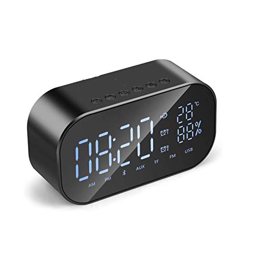 Wecker Radio, tragbare drahtlose Bluetooth-Lautsprechersäule Subwoofer Musik Soundbox LED Time Snooze Wecker für Schlafzimmer, Bett, Büro & Reisen