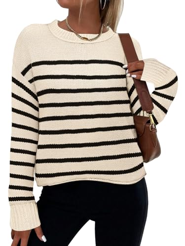 Zeagoo Women's Crew Neck Cropped Sweater 2025 Fall...