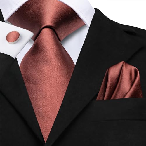 Image of Dubulle Mens Tie Set Solid Paisley Silk Striped Necktie for Men with Cufflinks Tie and Pocket Square