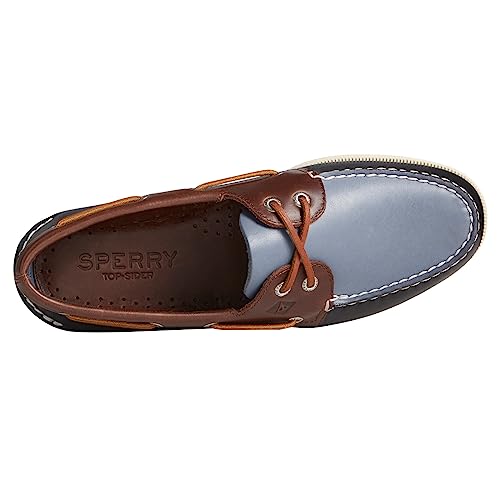 Image of Sperry Men's Authentic Original 2-Eye Boat Shoe, Navy Multi, 8