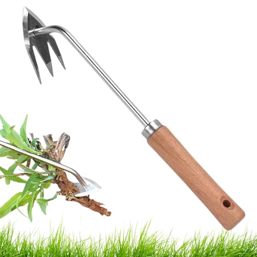 Estirpatore Manuale, Strumento da Giardino per Diserbo, Manico Ergonomico Resistente con 3 Denti Estirpatore per Fiori Orto Giardino Esterno