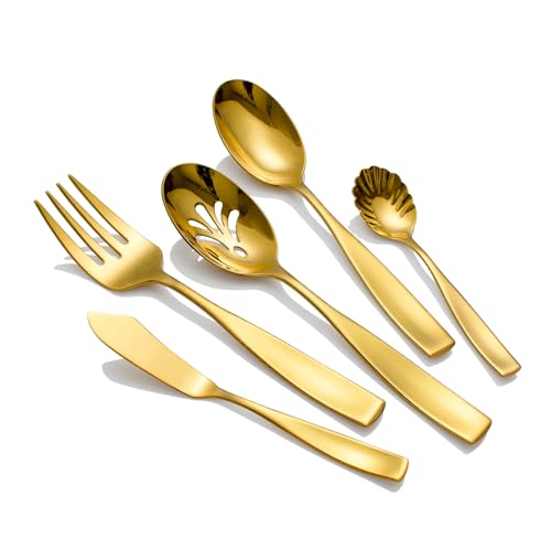 CITESANA 5 Piece Gold Serving Utensils Set