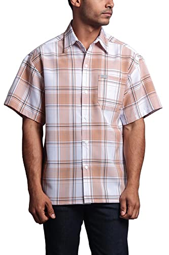 G-Style USA Western Casual Checkered Plaid Short Sleeve Button Up Shirt