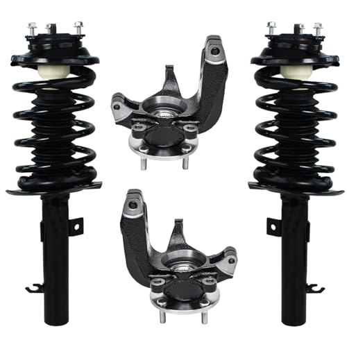 Image of Detroit Axle - 4pc Front Steering Knuckles Kit for 2006-2007 Ford Focus, Steering Knuckles & Wheel Bearing Hubs Struts w /Coil Spring Replacement Suspension Quick Install Ready Struts Shocks Assembly