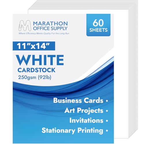 MOS White Cardstock Paper 11 x 14 Inch (60 Sheets)
