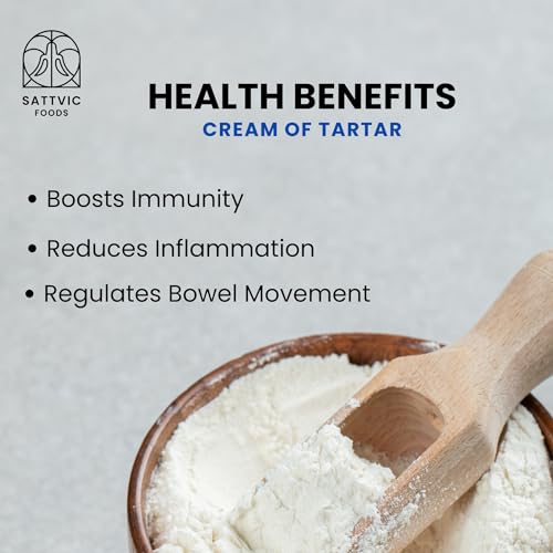 Image of Sattvic Foods Cream of Tartar Powder (100 g) | Potassium Bitartrate | Keto-Friendly Adrenal Energizer | Use in Cooking, Leavener in Baking, Natural Non-Toxic Cleaner