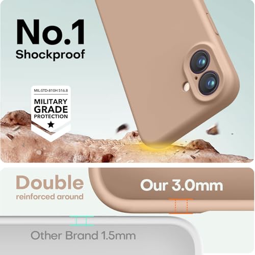 Image of LOVE 3000 Designed for iPhone 16 Case, Premium Silicone with [Soft Anti-Scratch Microfiber Lining] Shockproof Protective Phone Case for Men Women Girls 6.1 inch, Light Brown