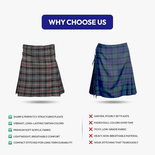 Image of 8 Yard Mens Kilt - Authentic Tartan Kilt for Men Highland Outfit for Weddings & Traditional Scottish Wear
