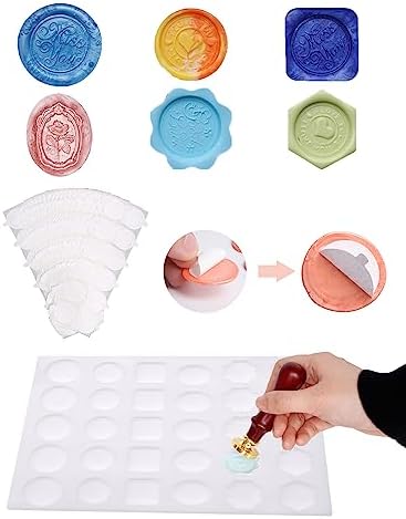 LANDVIDI Silicone Wax Seal Mat for Wax Seal Stamp, Wax Seal Kit,30-Cavity Wax Seal Mold with 240 Double Sided Adhesive Dots Removable Sticky Dots for DIY Craft Adhesive Wax Seal Stickers