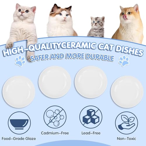 Galerie SV 4 Stück Futternapf Katze - Katzen Napfset - Katzennapf Keramik - Katzennapf ErhöHt - Napf Katze - Katzen Fressnapf - ErhöHter Futternapf (No Pattern Match)