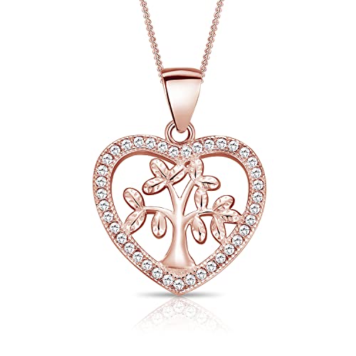 Pendentif arbre de vie argent 925 plaqué or rose et zircone cubique