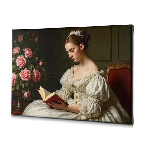 Tableau sur toile femme lisant un livre une pause poétique pour votre salle à manger