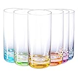 SUNNOW Vastto 13 Ounce Multicolor Highball Drinking Glass,for Water, Beverage,Juice, Wine,Beer, and Cocktail,6 Pack (Six Bright Colors)