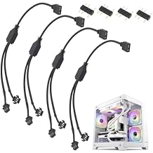 4 Pack ARGB 1 to 2 Extension Cable, 3-Pin to SM 3-Pin Female Adapter with Adapter pin, 5V Addressable RGB Extension Cable for PC Fans and LED Strips, Motherboard Sync 0.98 FT/ 30 CM Each
