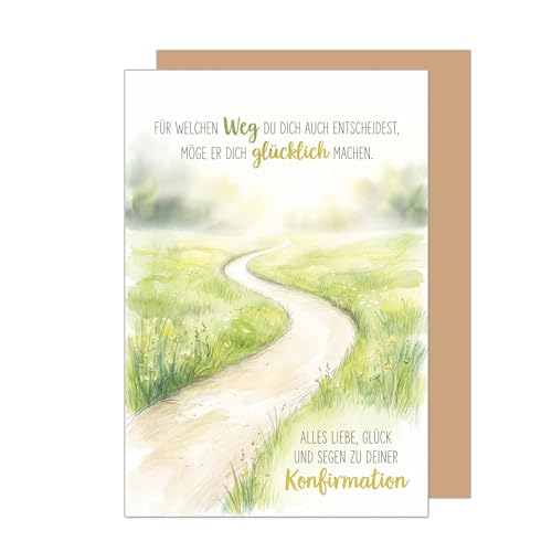 Edition Seidel Premium Glückwunschkarte zur Konfirmation mit Umschlag. Konfirmationskarte Karte Grußkarte Spruch Sprüche Mädchen Junge Jugendliche Wege Glück Natur Segen (KF350 SW026)