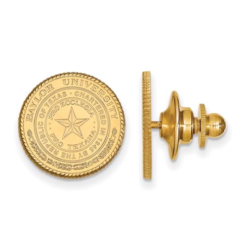 Baylor University Bears School Seal Lapel Pin in Gold Plated Sterling Silver 15x15mm