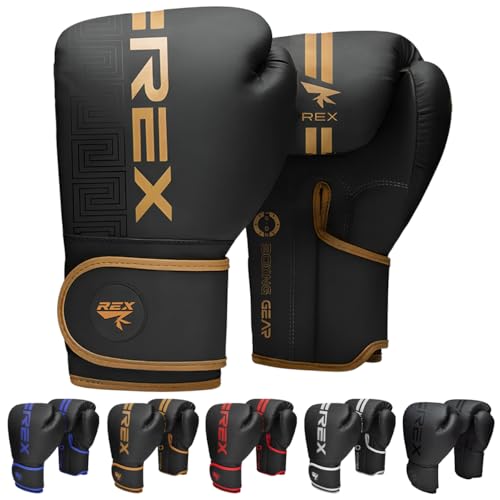 Boxing Gloves for Men & Women Professional Training & Sparring Gloves for Boxing, Kickboxing, Muay Thai MMA PU Leather Wrist Support Multiple Sizes (Gold/Black, 16oz)