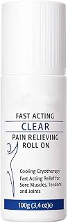 Pain Relieving Roll On 3.4oz Cooling Relief of Joint Pain, Muscle Pain, Muscle Soreness, and Swelling from Bruises or Injury - Non-Greasy - Homeopathy,Knee & Lower Back Pain Relief