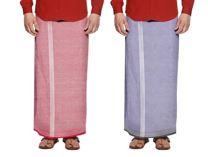 Image of Men's Cotton Lungi | Traditional Indian Wear | Soft & Breathable Checked Lungis for Daily Comfort, Home Wear & Casual Use | Free Size Wrap