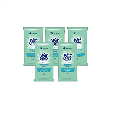 Wet Ones Wipes for Hands & Face, 20 Count Travel Pack (Pack of 5) 100 Wipes Total (Sensitive) - //coolthings.us