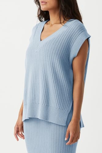 Image of Saodimallsu Womens V Neck Sweater Vest Oversized Ribbed Knit Sleeveless Casual Loose Fit Pullover Tank Top