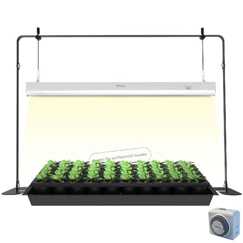 iGrowtek 2ft Grow Light for Seed Starting,LED Grow Lamp for Indoor Plants,Seedling Grow Light with Stand,Seed Starter Light Kit with Natural White Spectrum,Height Adjustable,Iron Frame,ON-Off Switch