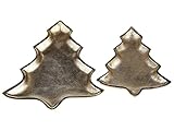 Metal Trinket Dish Set of 2 Accessory Chrismas Tree Jewellery Tray Gold Banten