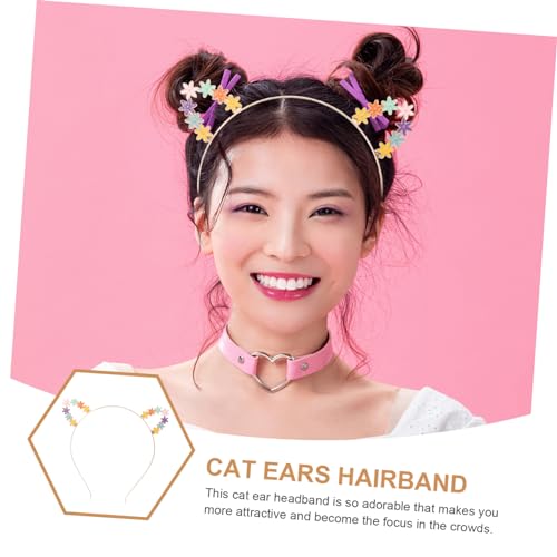 BRIGHTFUFU tiara de orelhas de gato faixa de cabelo de orelha de gato faixa de cabelo com orelhas de