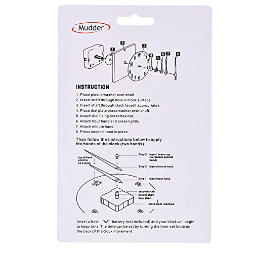 Mudder Silence Quartz Clock Movement, 11/25 Inch Maximum Dial Thickness, 4/5 Inch Total Shaft Length (White) #TOP5