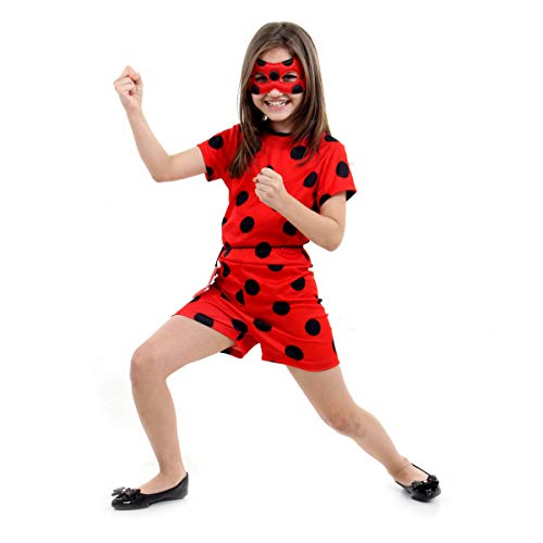 Ladybug Curta Infantil Sulamericana Fantasias Vermelho/Preto P 3/4 Anos