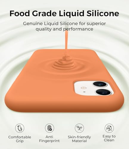 Image of VONZEE Liquid Silicone, Microfiber Shockproof Slim Back Cover Compatible for iPhone 11 6.1 inch, (Coral)
