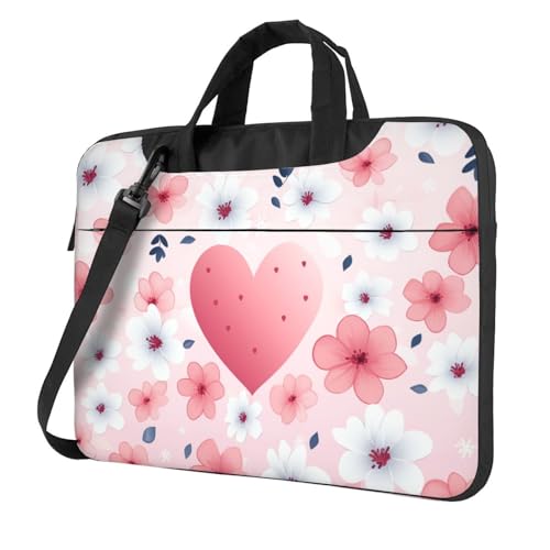 Bolso Maletín para Laptop Flores y Corazones Rosa miniatura 1