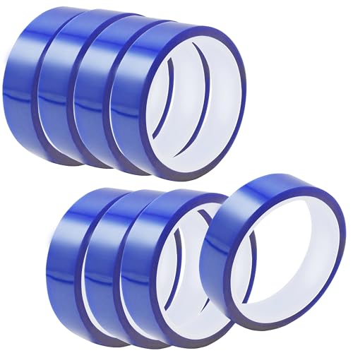 Image of 8 Rolls Heat Tape for Sublimation, Heat Resistant Tape for Heat Transfer Sublimation Press, 20mm x 33m(108ft) No Residue Heat Transfer Tape (Blue)