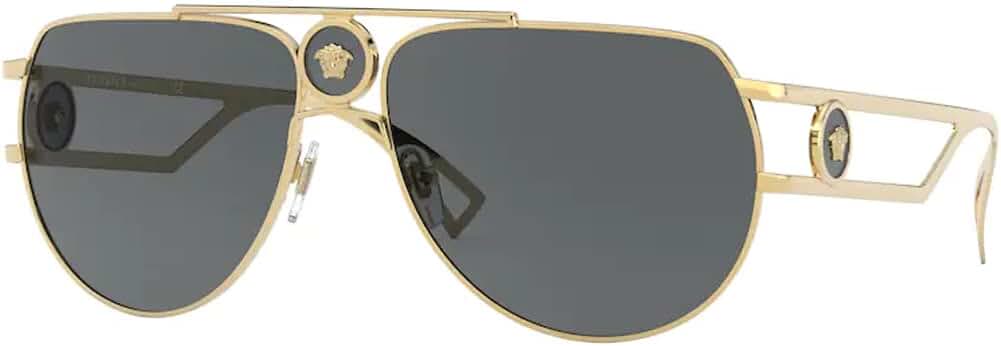 Amazon.com: Versace VE2225 100287 60MM Gold/Grey Pilot Sunglasses