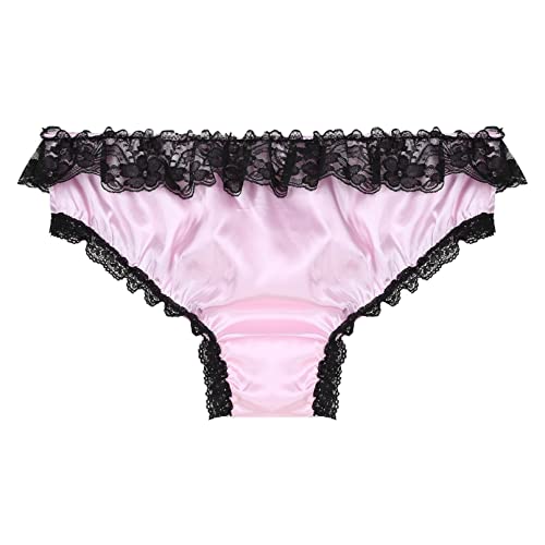 Men's Feminine Panties Silky Satin Thong Sissy Knickers Panties French Maid Crossdress Briefs2