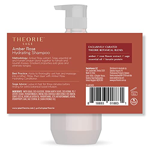 Theorie Amber Rose Hydrating Shampoo- Refresh & Hydrate, Irresistible Scent Of Rose, Jasmine & Amber, Suited For All Hair Types-Color & Keratin Treated Hair, 400Ml #TOP5