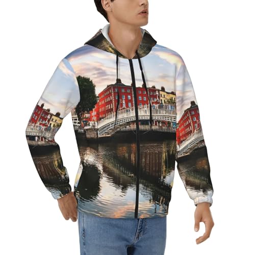 Sweatshirt Dublin Irlande veste à capuche zippée pour homme frileux protection contre le froid