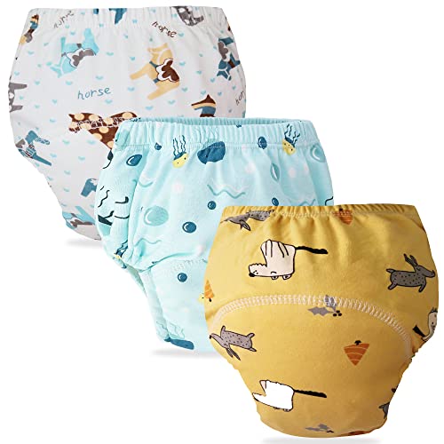 Image of Bembika Baby Training Pant Soft Cotton Reusable Potty Training Pants For Kids Leak-Resistant, Padded Underwear For Babies To Support Diaper Free Transition (M Size For 12-18 Months Pack Of 3)