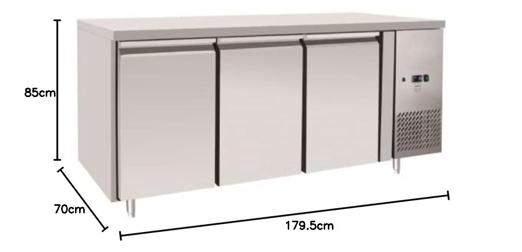 METRO Professional Congelador GCF3100, Inox, 179.5x70x85 cm, 334 L, refrigeración por aire, 600 W, 3 puertas, plata