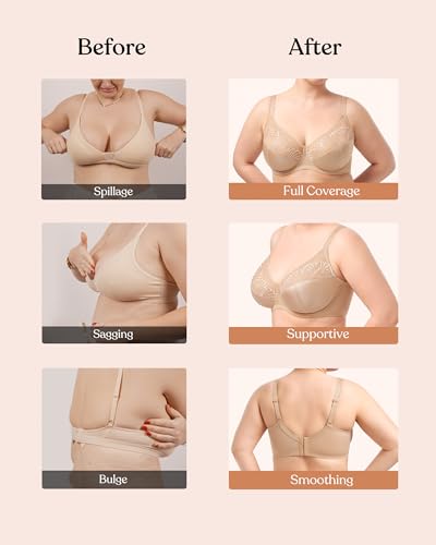Image of HSIA Minimizer Bras for Women Plus Size, Full Coverage Coolcomfort T Shirt Unlined Bra with Underwire for Heavy Breast