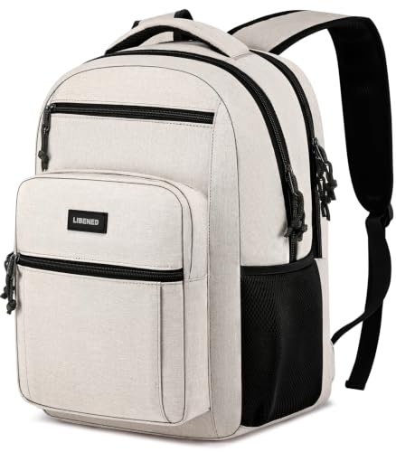 Image of School Backpacks for Teens Boys and Girls, Laptop Teens backpack with USB Charging Port, 15.6 Inch Water Resistant Mochila for Work, College, Beige