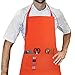 LessMo Tablier, 100% Tablier de Cuisine en Coton avec Cou réglable Sangle, qualité Professionnelle Tablier BBQ, 70 x 85 cm (Orange)