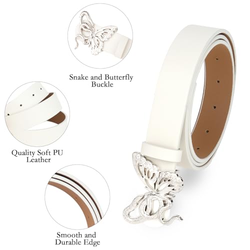 YARIEW 4 Pack Snake Belts for Women Leather Belts for Jeans Pants Ladies Dress Belt Waist Belt with Silver Buckle2